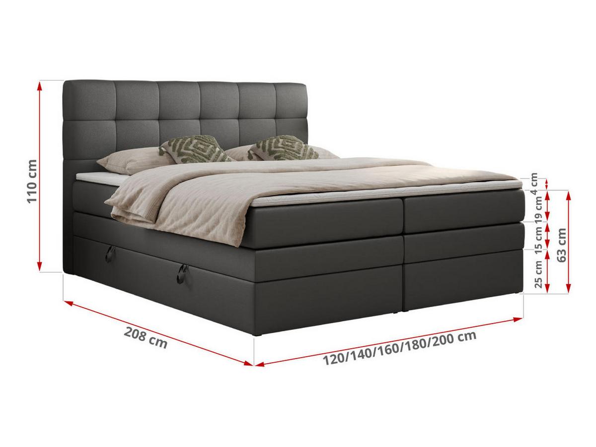BOXSPRINGBETT LUKA KING 180/200 Dunkelgrau Kunstleder - H3 - Dunkelgrau, Holz/Textil (180/200cm) - MKS