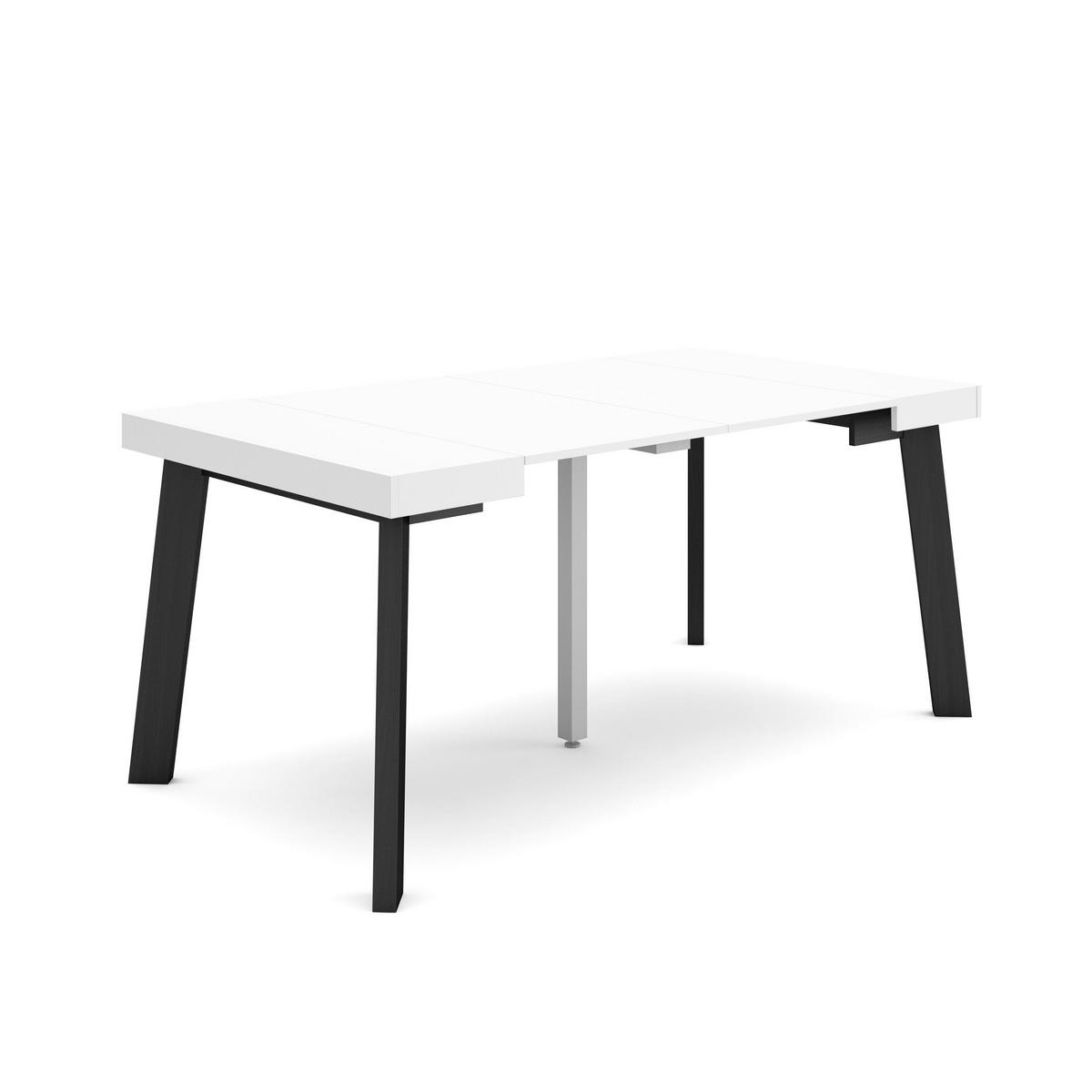 KONSOLENTISCH ausziehbar 58 bis 160cm, für 8 Gäste, weiß, 90/58/73cm - Weiß, Holzwerkstoff (90/160/73cm) - Skraut Home