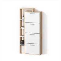 SCHUHKIPPER Ortello Weiß/Sonoma 80 x 166.1 cm mit 4 Fächern - Weiß/Sonoma Eiche, Holzwerkstoff (80/166.1/24.2cm) - Livinity®