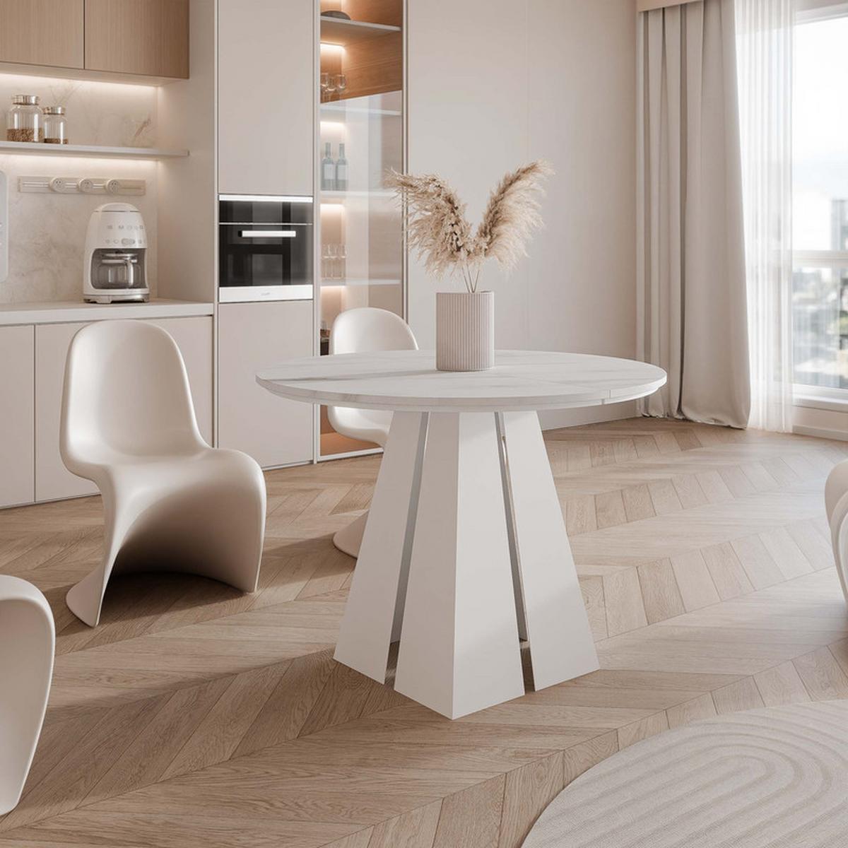 AUSZIEHTISCH FORTE 120/76 cm, Weiß / Bianco (Weiß) - Perlmutt/Weiß, Holzwerkstoff/Metall (120/120/76cm) - Idohome