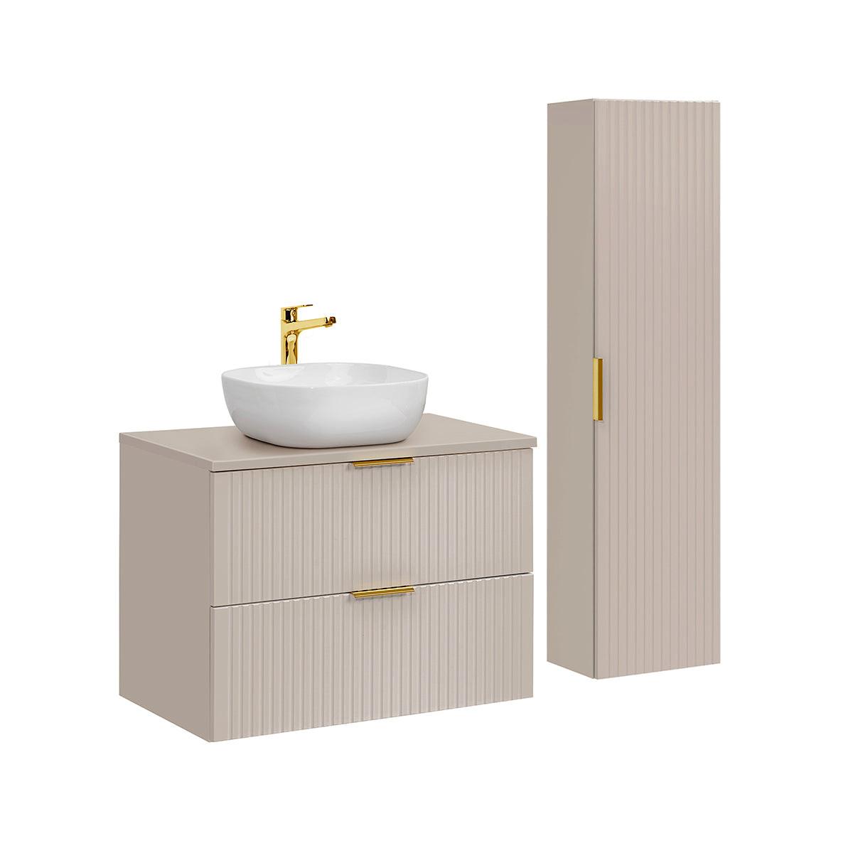 BADMÖBEL 80.6cm Adriel 2er-Set Kaschmir - Beige, Holzwerkstoff (80.6/59/46cm) - Petits-meubles