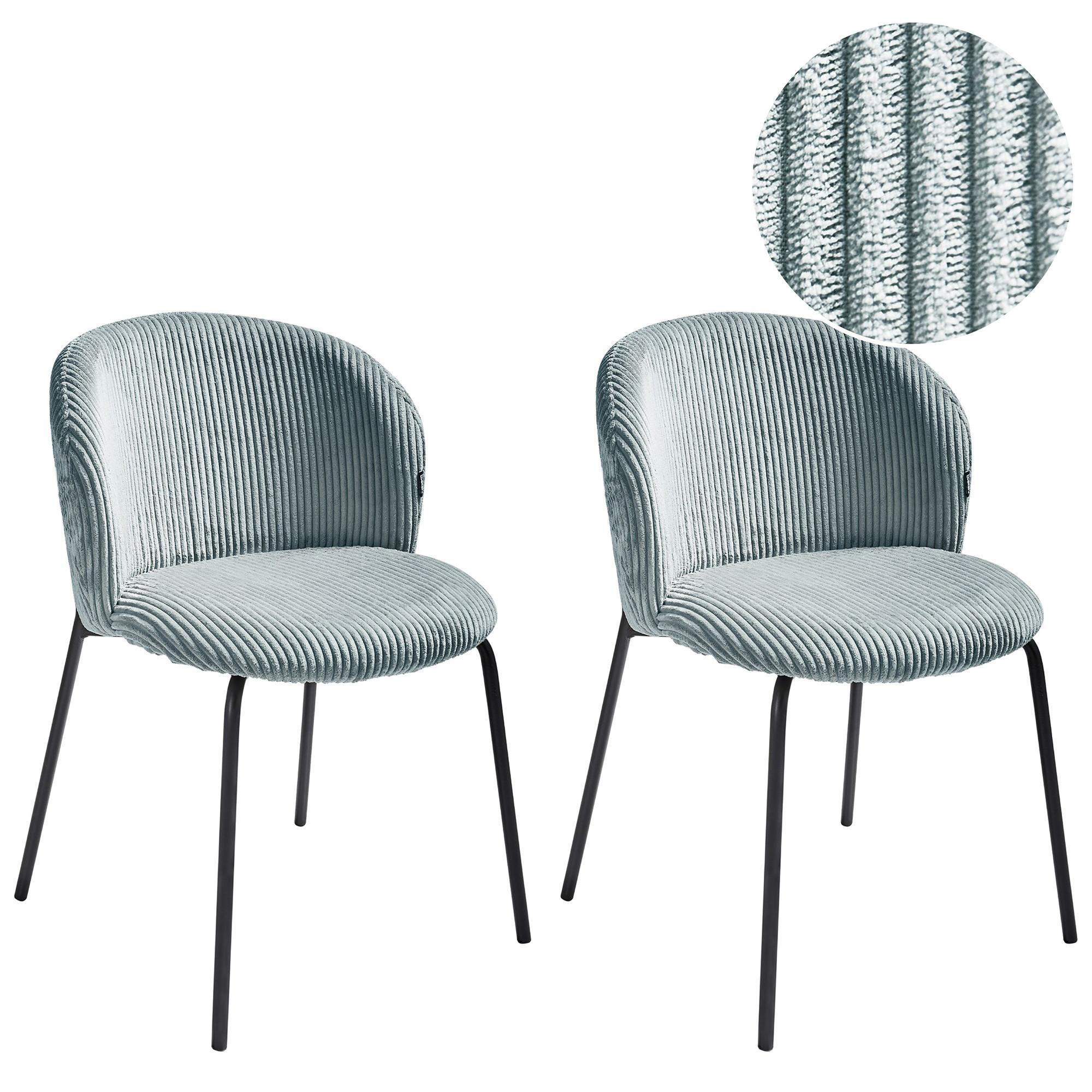 ESSZIMMERSTUHL 2er-Set Cord Hellblau Miles - Hellblau, Textil (53/83/55cm) - Beliani
