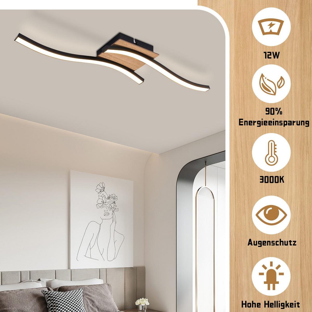 LED-DECKENLEUCHTE Fry 50.5/12/7.3 cm - Schwarz, Metall (50.5/12/7.3cm) - Nettlife