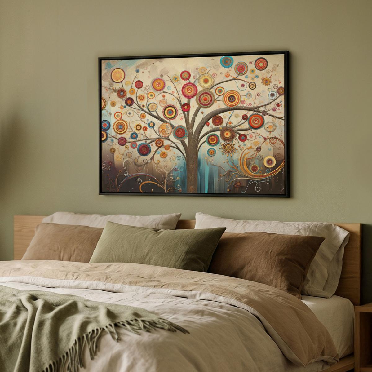 LEINWAND Bilder mit Rahmen - Baum - Baum des Lebens - Farbe - 80x60 - Braun, Textil (80/60cm) - MuchoWow