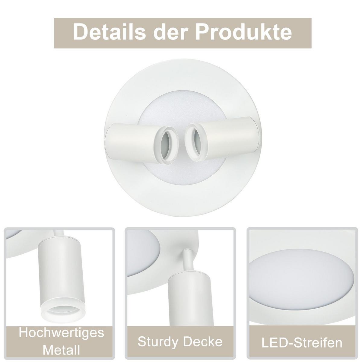 DECKENSTRAHLER Bochum 2-flammig 25/25/16.9 cm - Weiß, Metall (25/25/16.9cm) - Nettlife