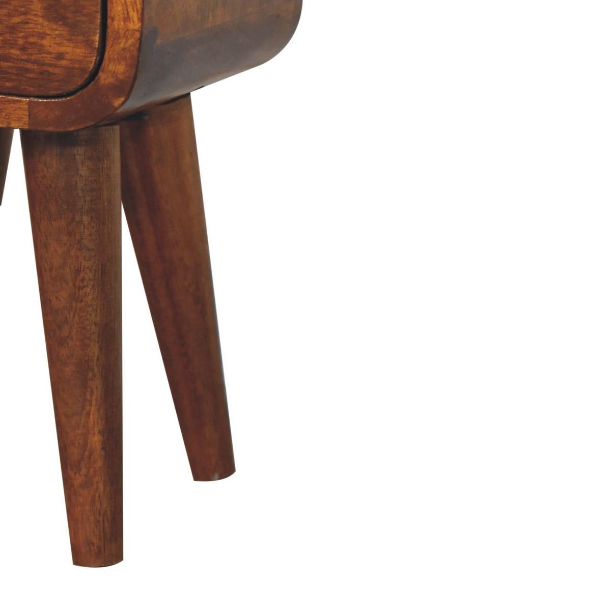NACHTTISCH Extra Mini abgerundeten Kanten, 2 Schubladen, nordischen Beinen, braun - Messingfarben/Braun, Mangoholz/Holz (20/40/20cm) - Artisan Furniture