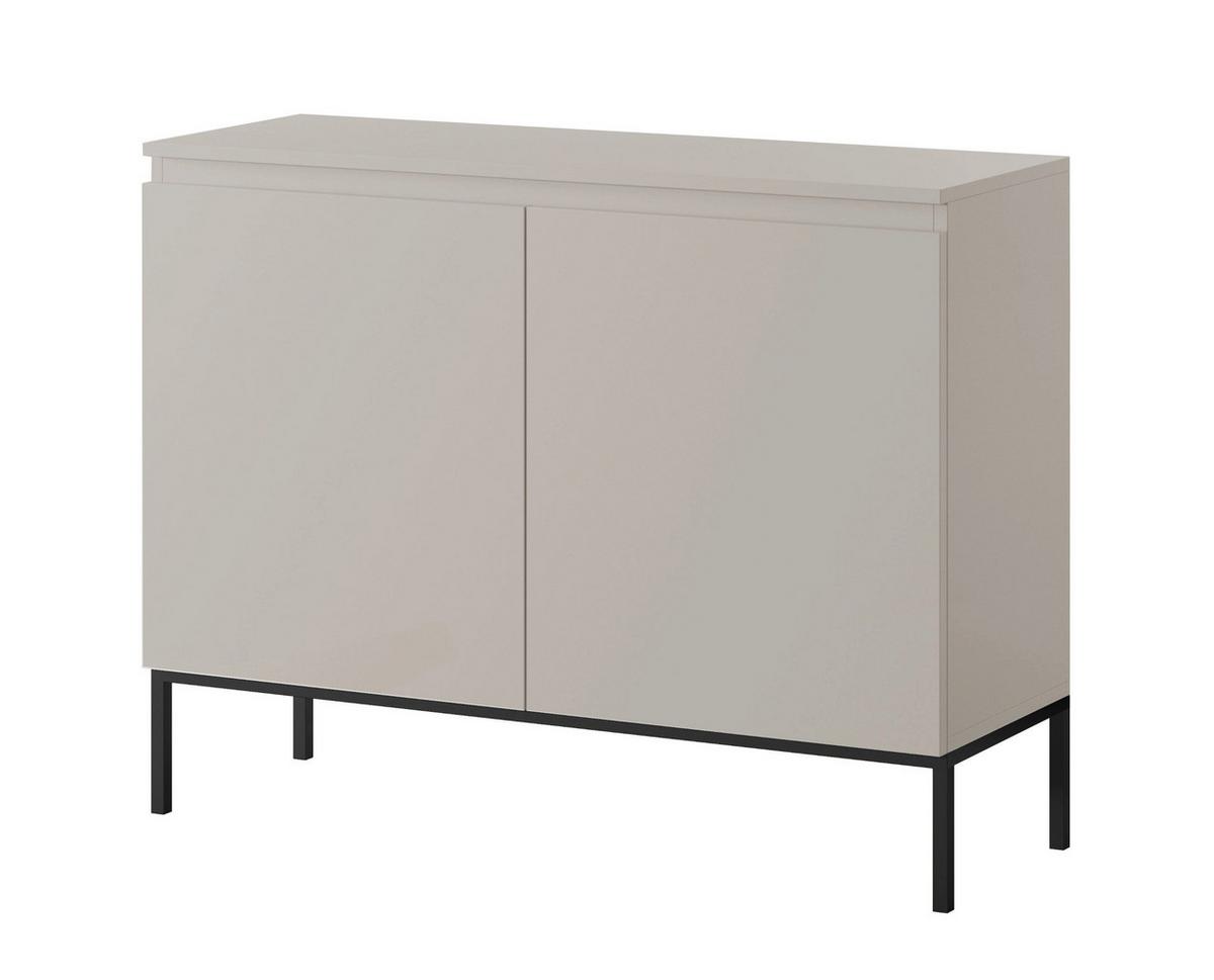 SIDEBOARD Bemmi Beige mit schwarzen Beinen 2-türig 100 cm - Beige/Schwarz, Holzwerkstoff/Metall (100/75.5/35cm) - Selsey