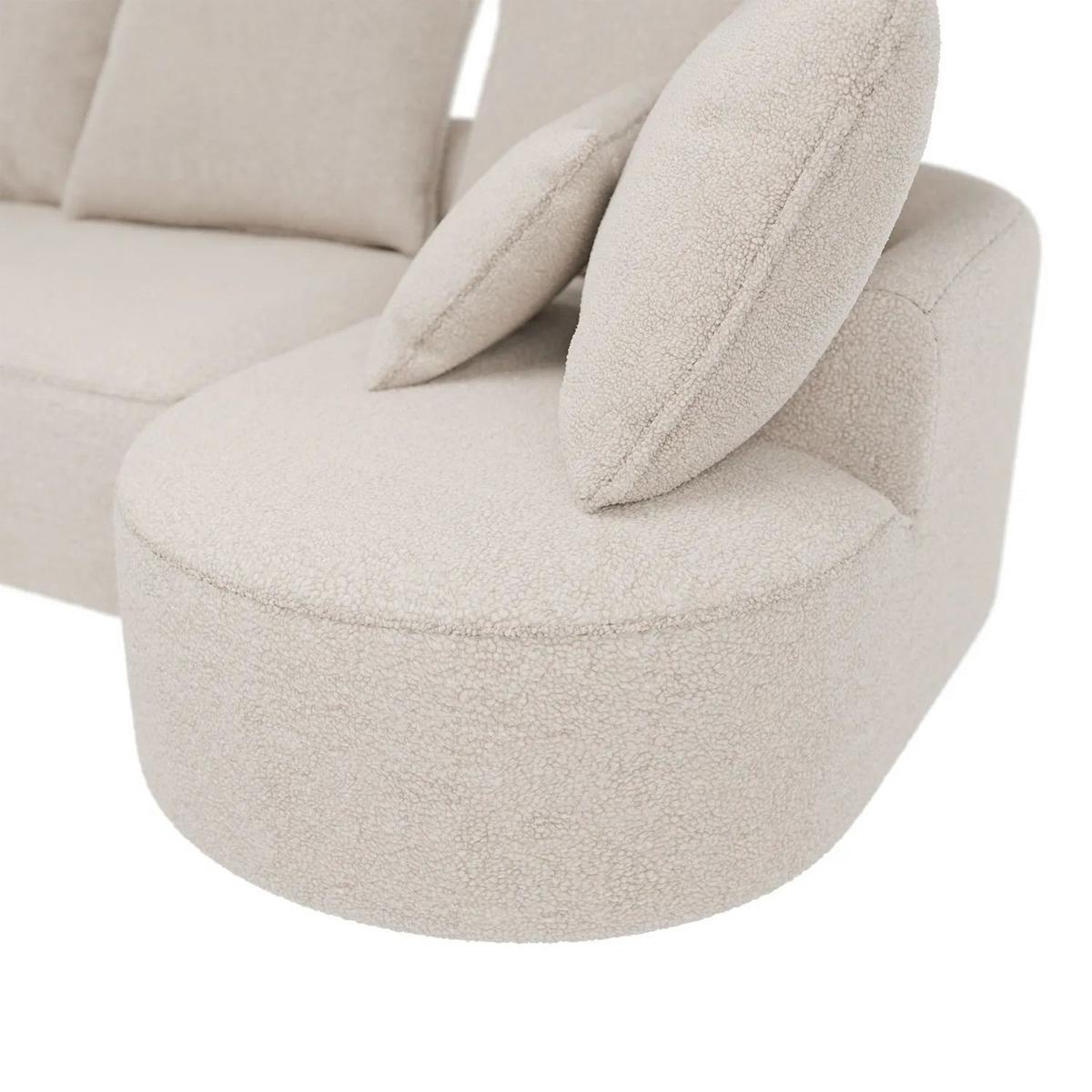SOFA Tirano Bouclé Creme mit Ottomane rechts - Creme, Textil (300/102cm) - Juskys