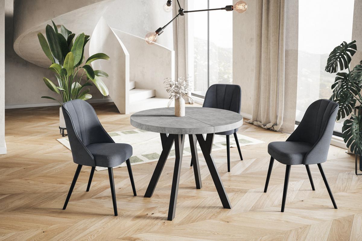 RUNDER Esstisch ausziehbar – Moderner Wohnzimmertisch und Küchentisch – Tisch mit Stabile Konstruktion, Durchmesser 80 cm - 130 cm - Farbe At - Schwarz/Grau, Holzwerkstoff (80/80/77cm) - Alpi-Möbel