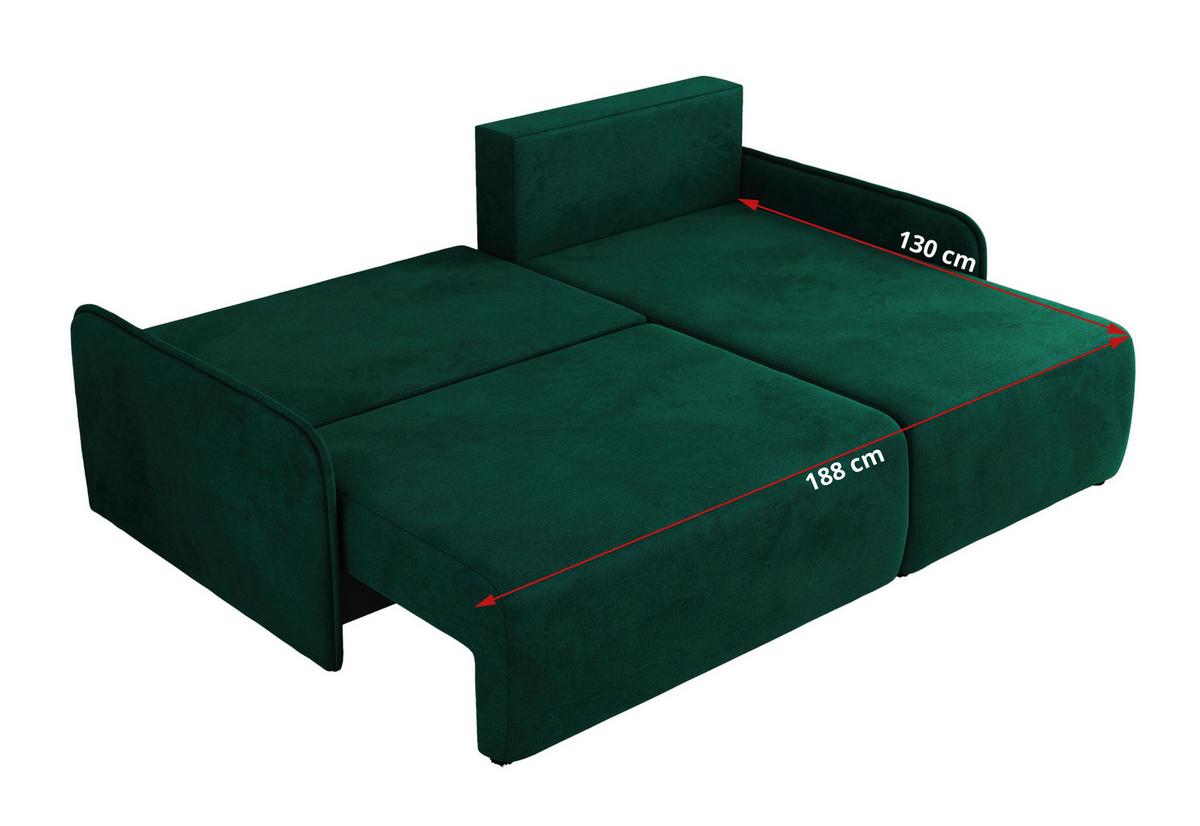 ECKSCHLAFSOFA ARPA L Dunkelgrün Velvet - links - Dunkelgrün/Schwarz, Kunststoff/Textil (198/150cm) - MKS