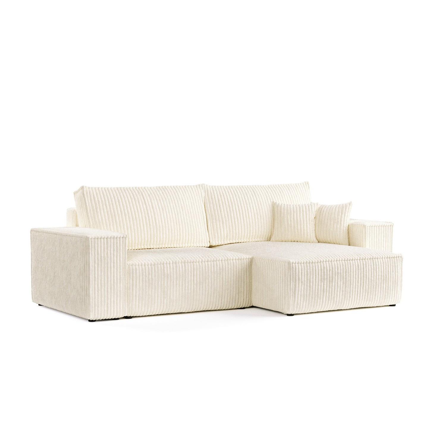 ECKSOFA CAVO mit Schlaffunktion Creme im Tilia Stoff - Creme/Schwarz, Holz/Holzwerkstoff (255/148cm) - AltaBeds