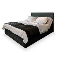 BOXBETT MILARA 200x200 cm mit Matratze und Topper, H2+H3 - Schwarz - Schwarz, Holz (200/200cm) - MASSENO