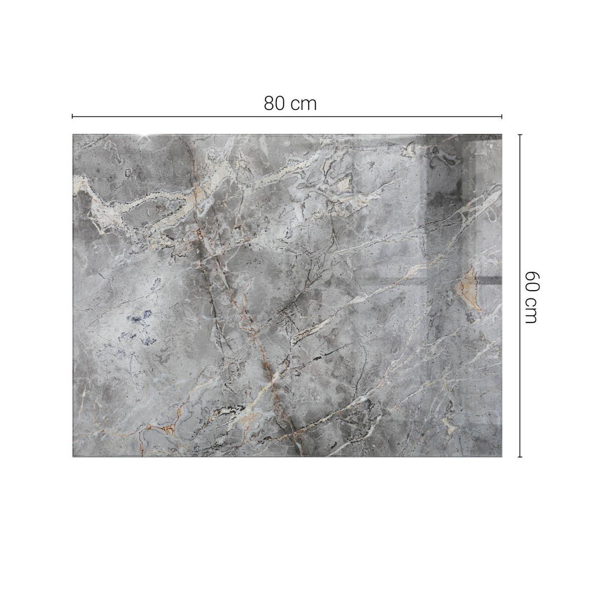 TISCHPLATTE 80x60 cm Muster aus Naturmarmor - Dunkelgrau, Glas (0.4/80/60cm) - TULUP