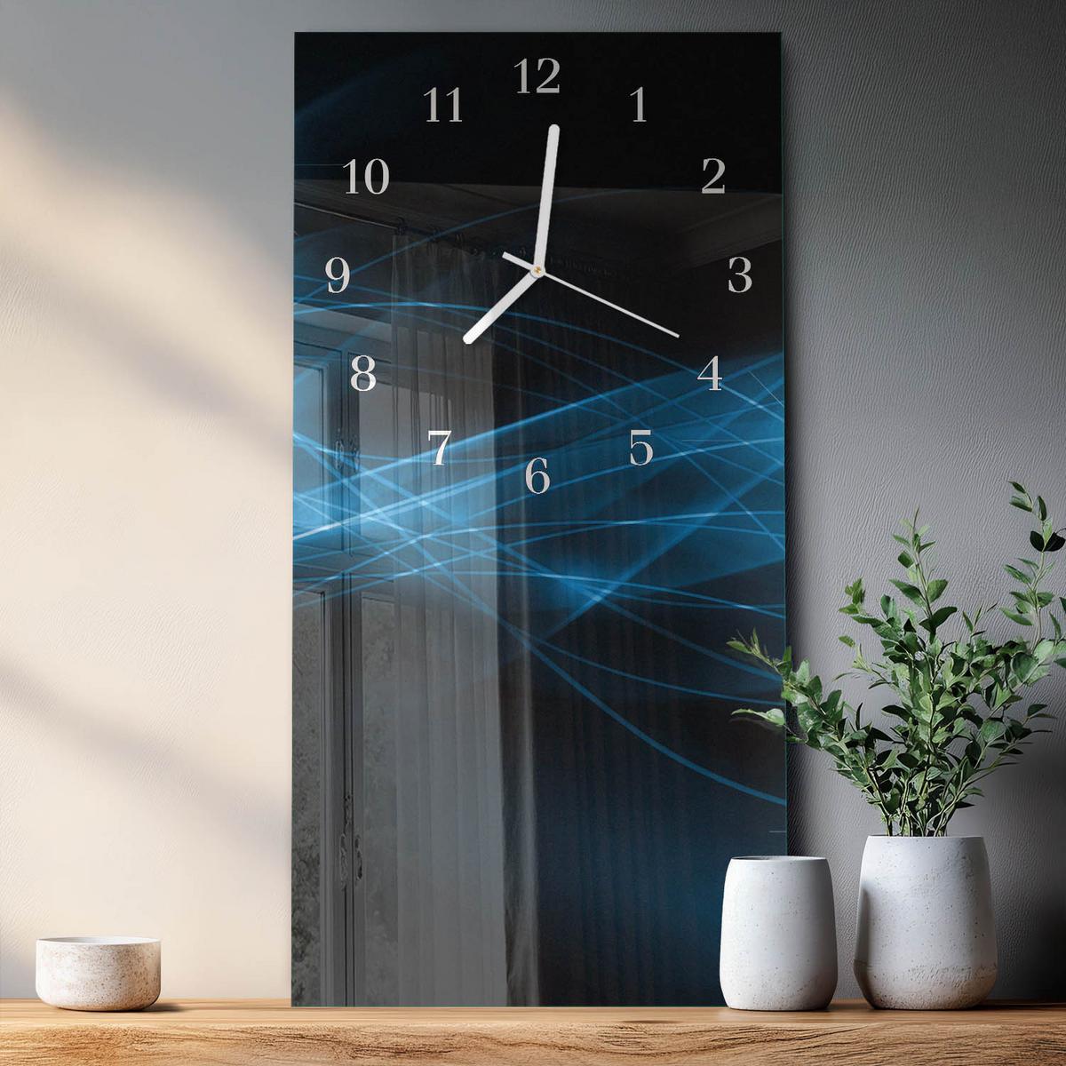 WANDUHR aus Glas 30x60 cm - Abstraktion - Blau, Glas (30/60/0.4cm) - TULUP