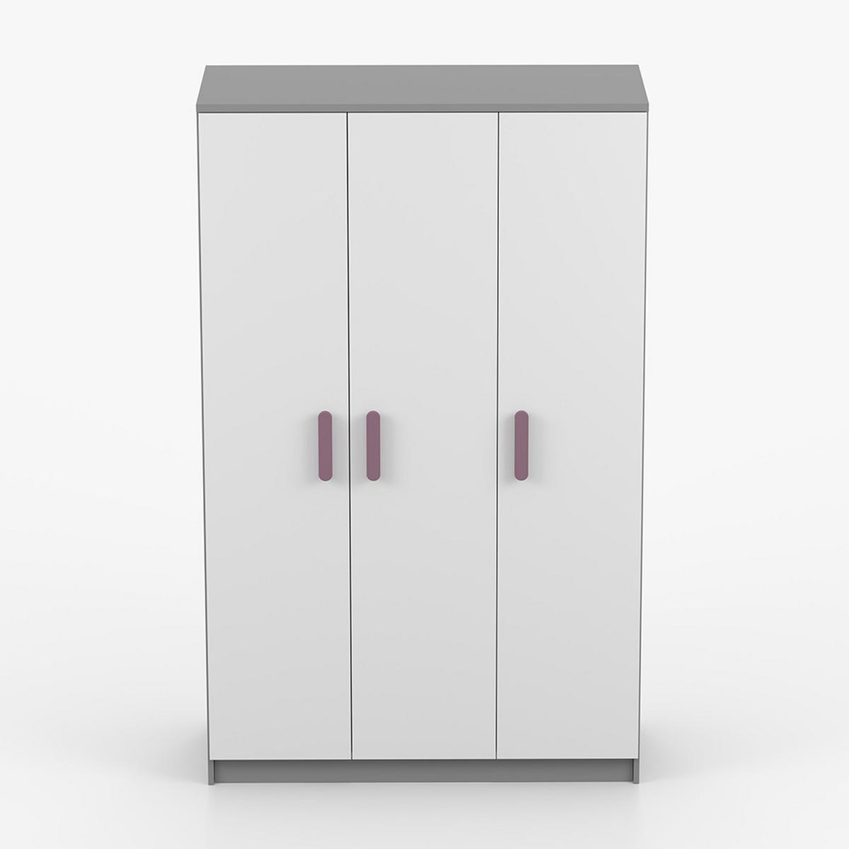 KLEIDERSCHRANK Jonas II 2D 19, 120/192/50, 3-türig, grau - Violett/Grau, Holzwerkstoff (120/194/50cm) - imoebel24