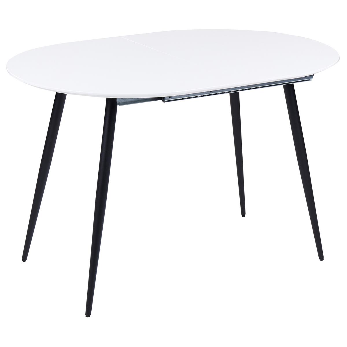 ESSTISCH weiß/schwarz 120/160/80 cm ausziehbar Staverton - Schwarz/Weiß, Holzwerkstoff (120/80/76cm) - Beliani