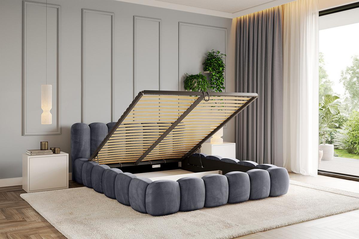 POLSTERBETT mit Bettkasten und Lattenrost, Boxbett ohne Matratze - SENA-v1 180x200 Dunkelgrau - Dunkelgrau, Holzwerkstoff/Textil (180/200cm) - ALTDECOR