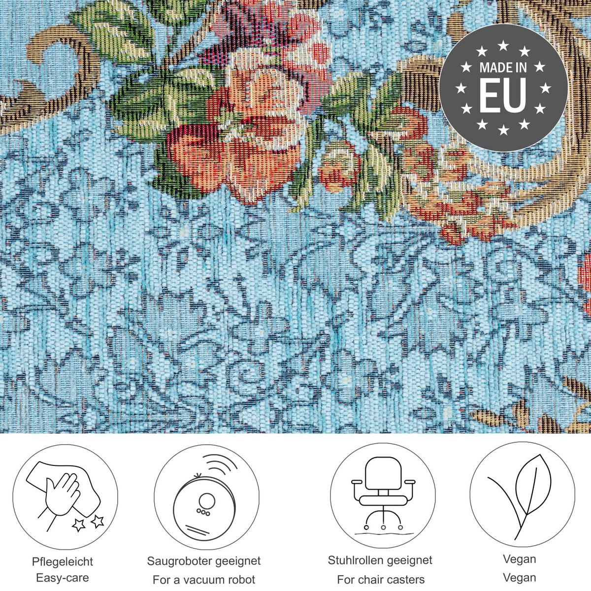 FLACHWEBTEPPICH Flomi Florence 80x150 cm - Türkis, Textil (80/150cm) - THEKO