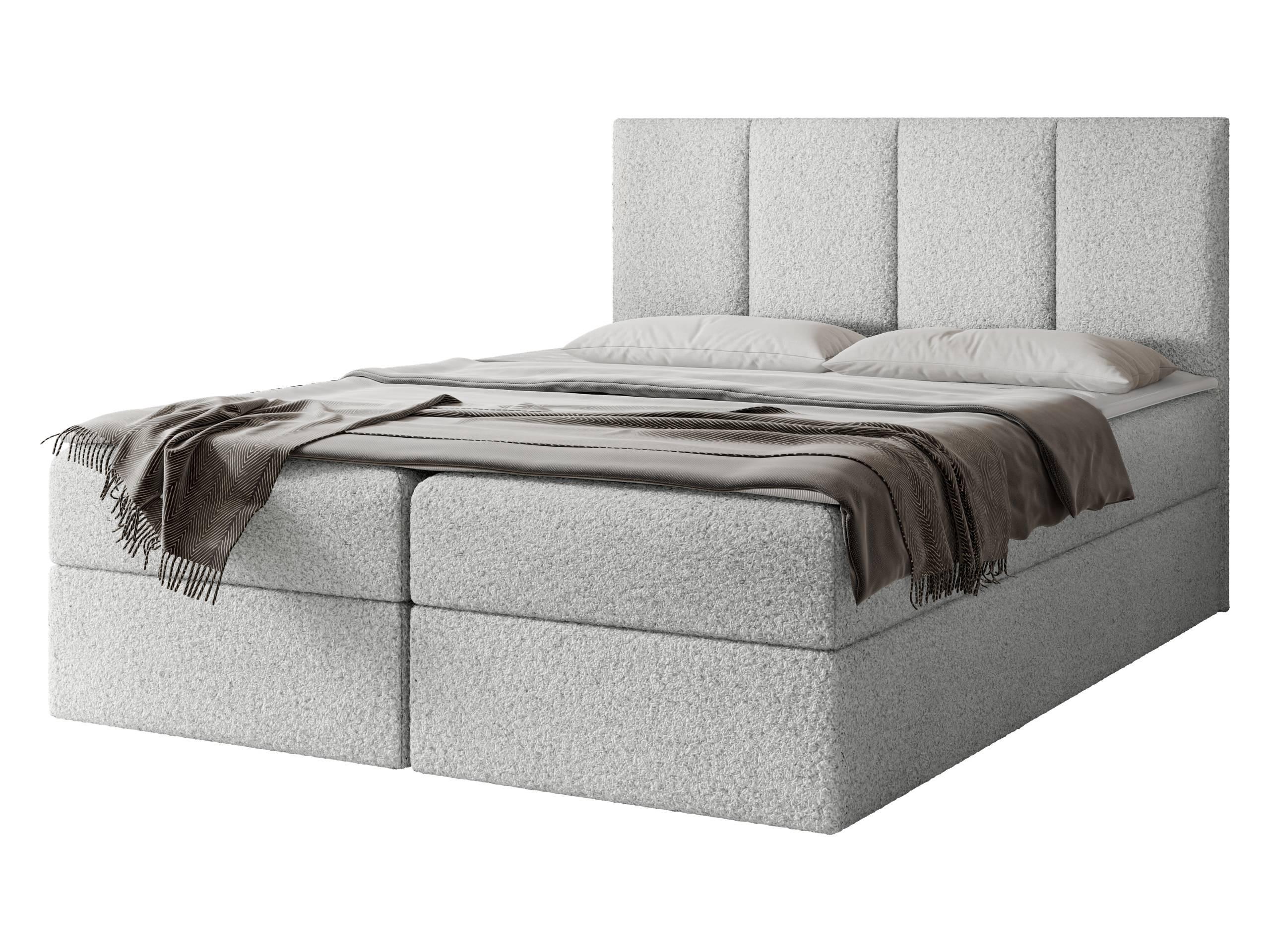BOXBETT Rebos Boucle - H3 - Hellgrau, Holz/Textil (160/200cm) - MIRJAN24