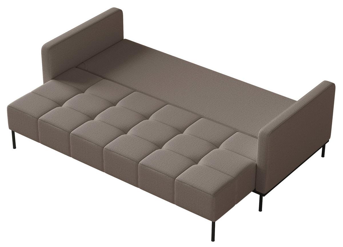 SCHLAFSOFA Skilia mit Schlaffunktion, 3-Sitzer 224 cm - Graubraun/Schwarz, Textil/Metall (224/85/102cm) - Selsey