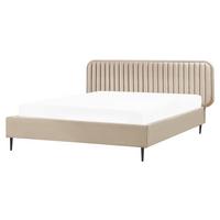 BETT mit Lattenrost 160/200 cm Taupe Brin - Taupe/Schwarz, Textil (160/200cm) - Beliani