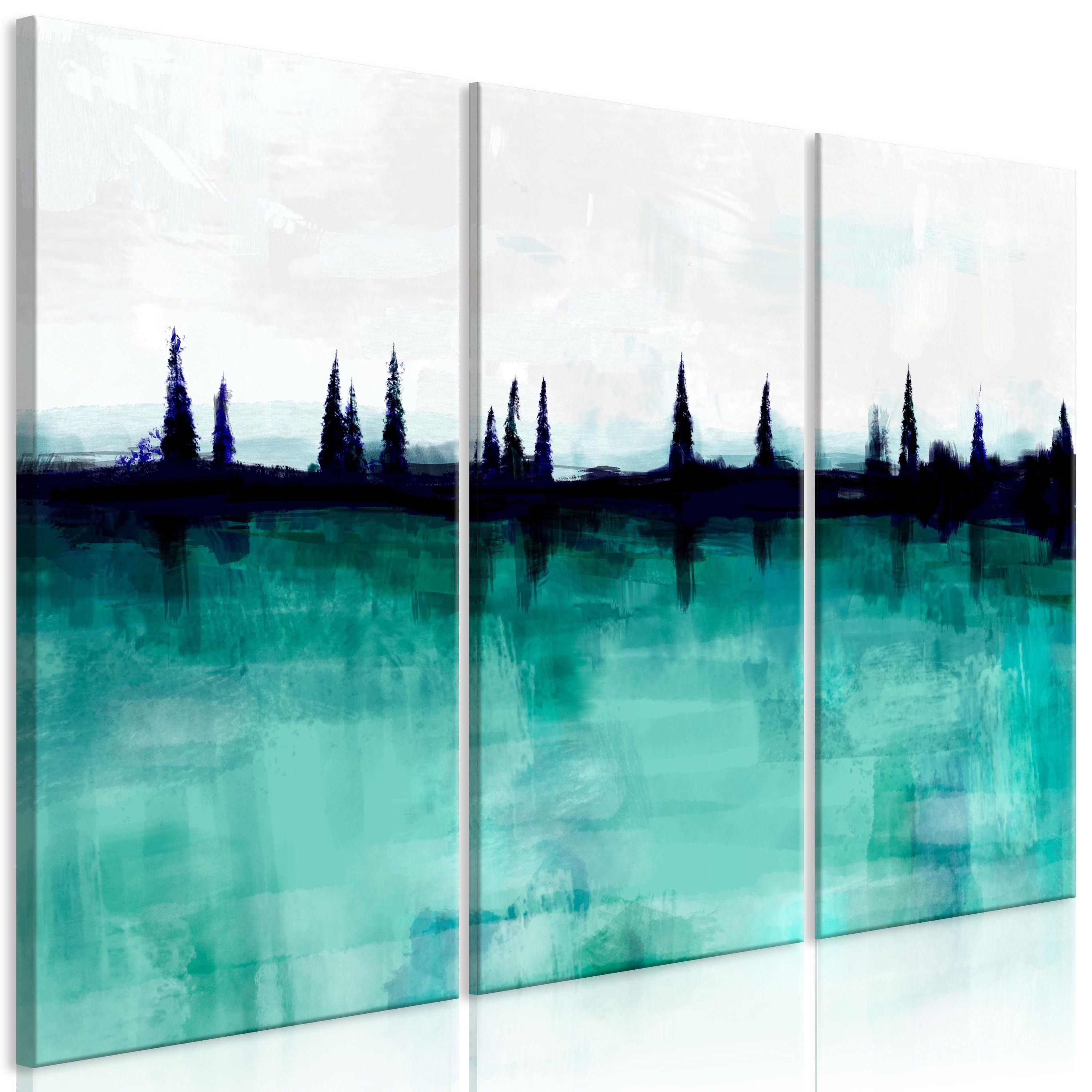 KUNSTDRUCK Türkis 90/60 cm - Türkis/Grau, Textil (90/60cm) - KUNSTLOFT