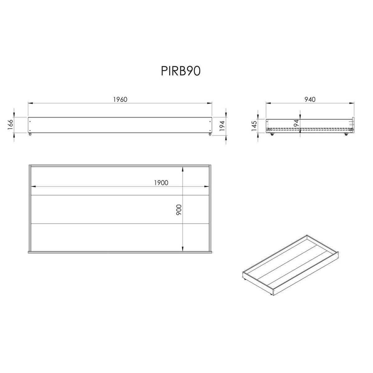 EINZELBETT 90x200 Kiefer natur robust stabil mit Bettschublade - Kieferfarben, Holz (90/200cm) - 58aufmkessel