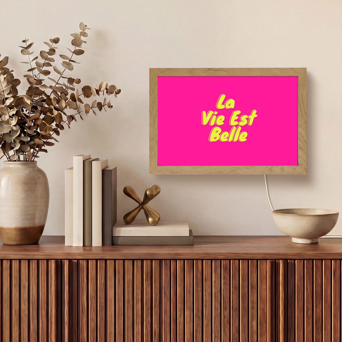WANDLEUCHTE Zitat - Retro - Rosa 30x20 cm - Pink, Holzwerkstoff (30/20/8cm) - OnlyWow
