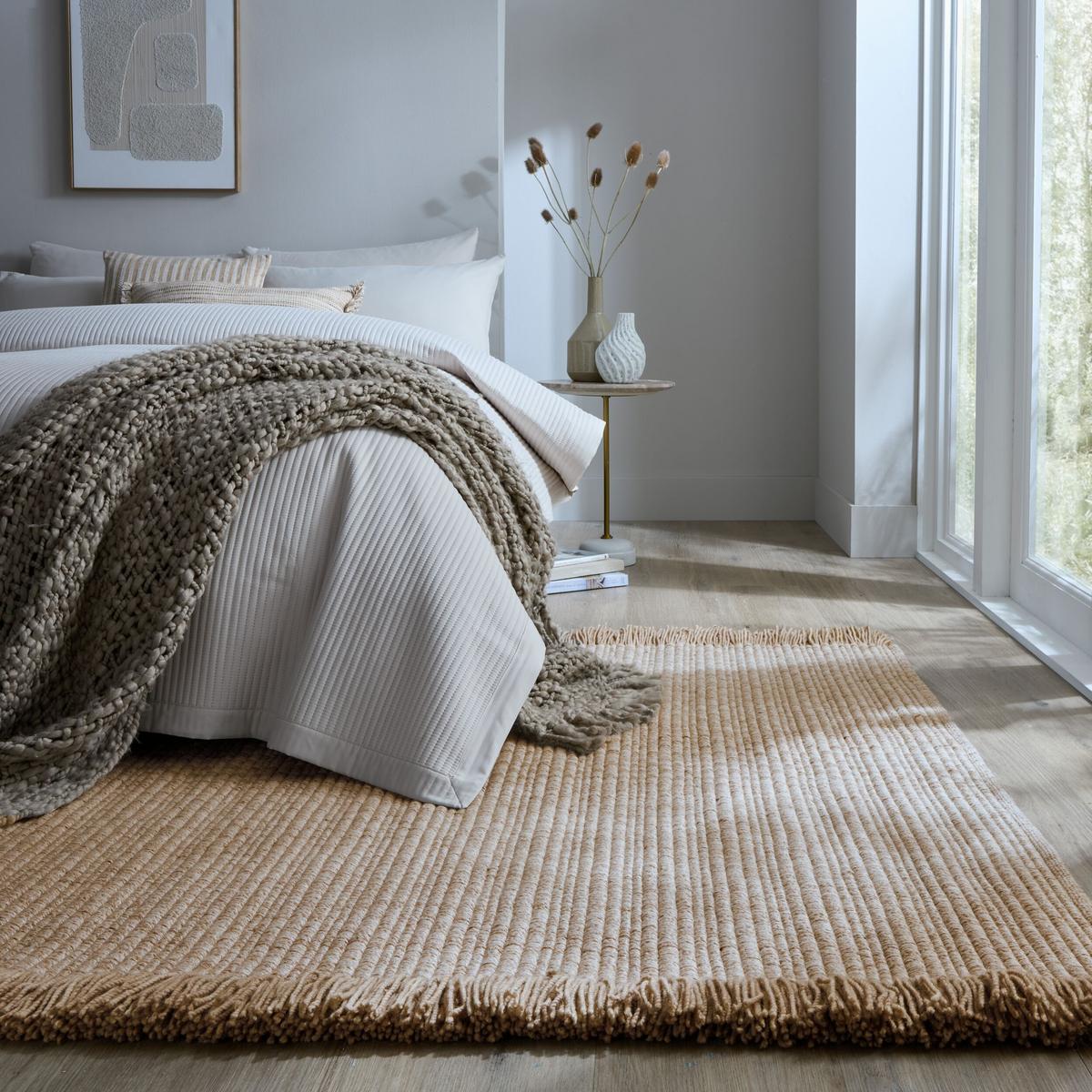 WOLLTEPPICH handgewebt mit Fransen BOYNE, im Landhaus-Stil, Beige, 200 x 290 cm - Beige, Textil (290/200cm) - KADIMA DESIGN