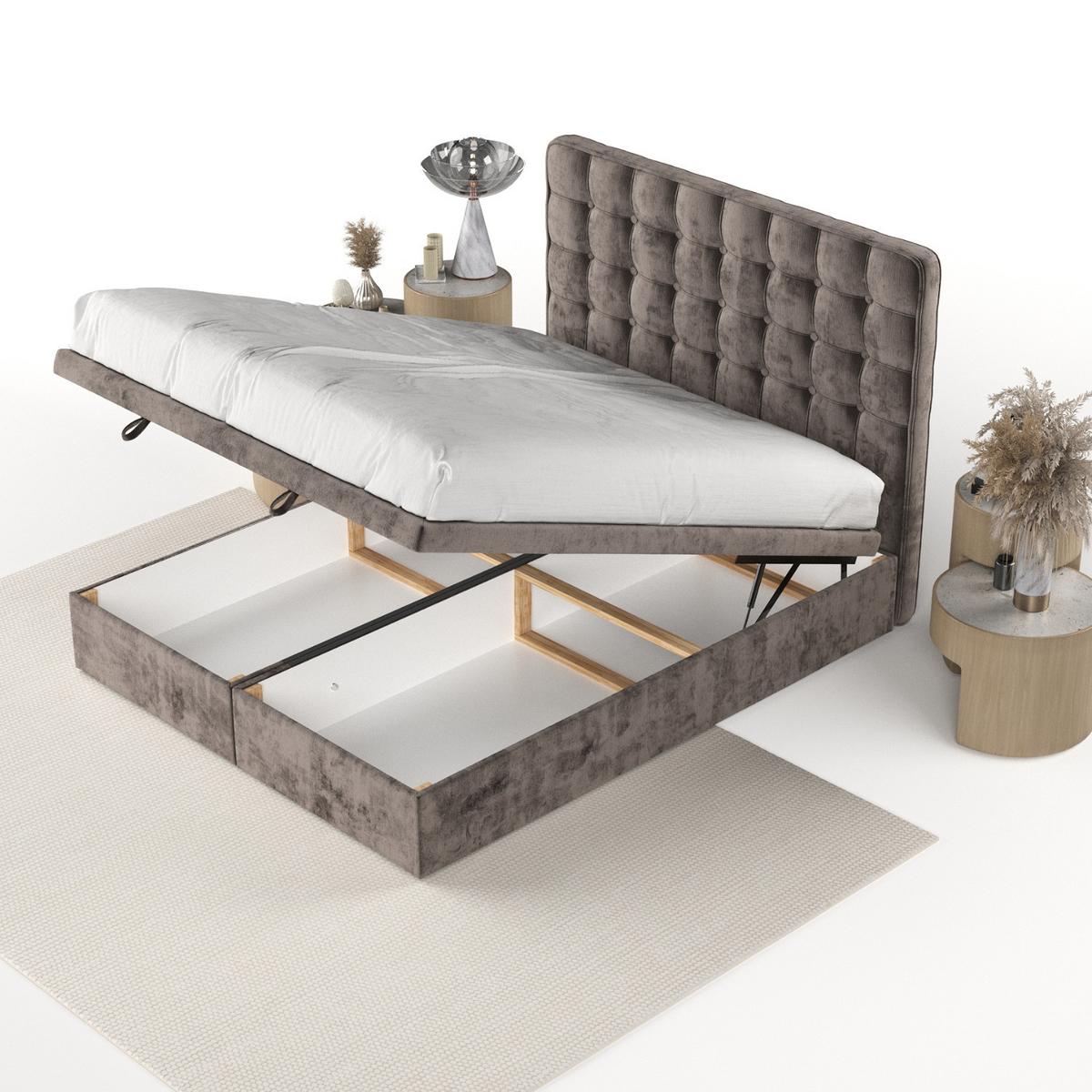 POLSTERBETT Celestia mit Stauraum 140/200 cm Braun im Lotta Stoff - Schwarz/Braun, Holz/Holzwerkstoff (140/200cm) - AltaBeds