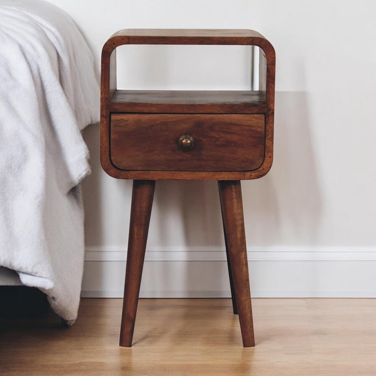 NACHTTISCH Honey-Caramel-Finish, 1 Schublade, 1 offenes Regal, Braun - Braun, Holz (30/55/30cm) - Artisan Furniture
