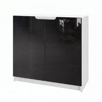 KOMMODE Logan Fronten in Schwarz Hochglanz - Schwarz Hochglanz, Holzwerkstoff (82/78/37cm) - Vladon
