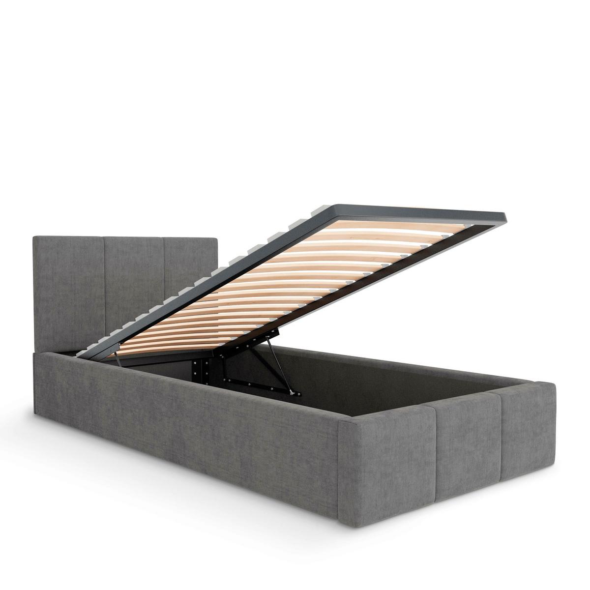POLSTERBETT für Schlafzimmer Bett mit Stauraum Grau 90x200 - Grau, Holzwerkstoff/Metall (90/200cm) - Muralo