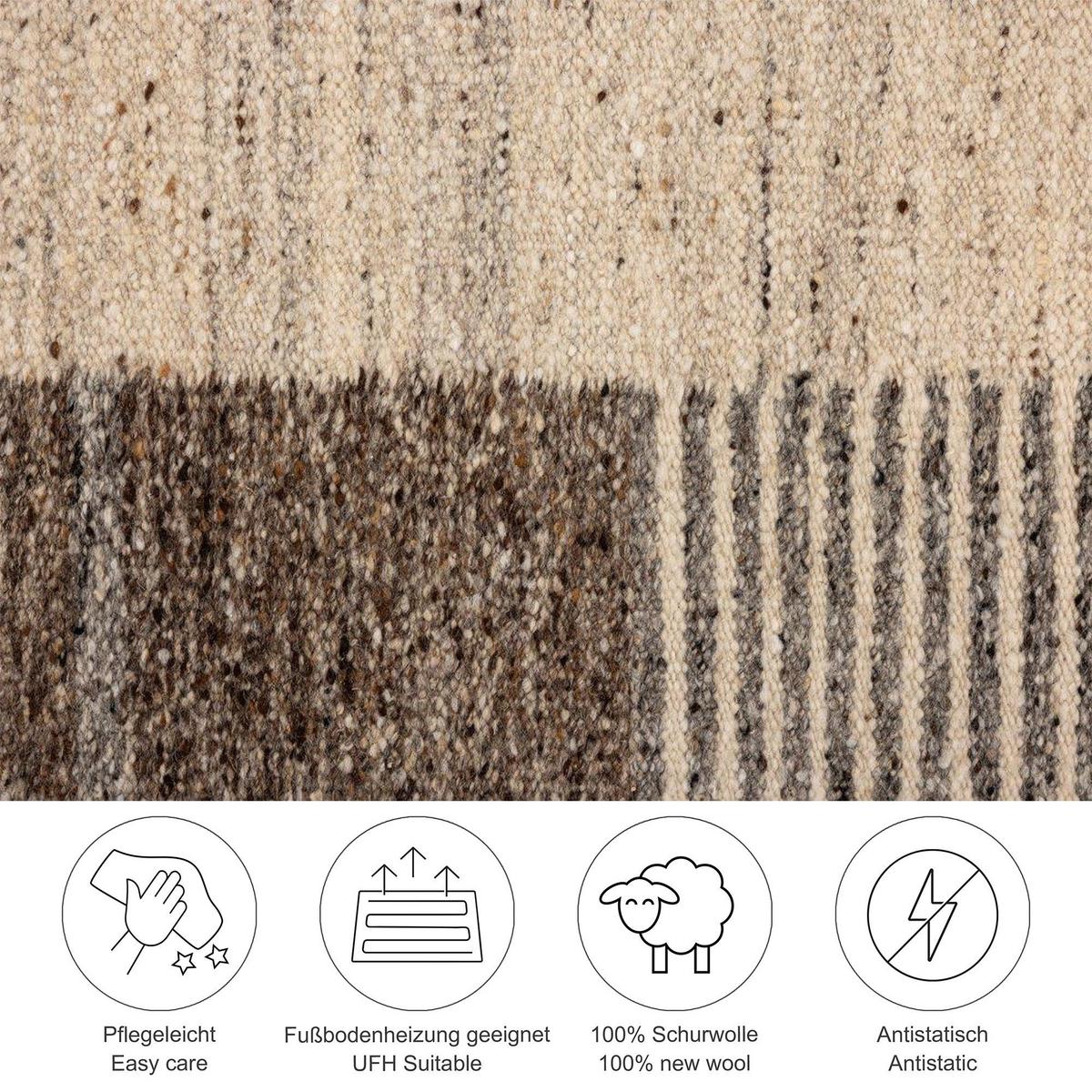 HANDWEBTEPPICH Ehrwald TK-157 Wendbar 120x180 cm - Beige, Textil (120/180cm) - THEKO