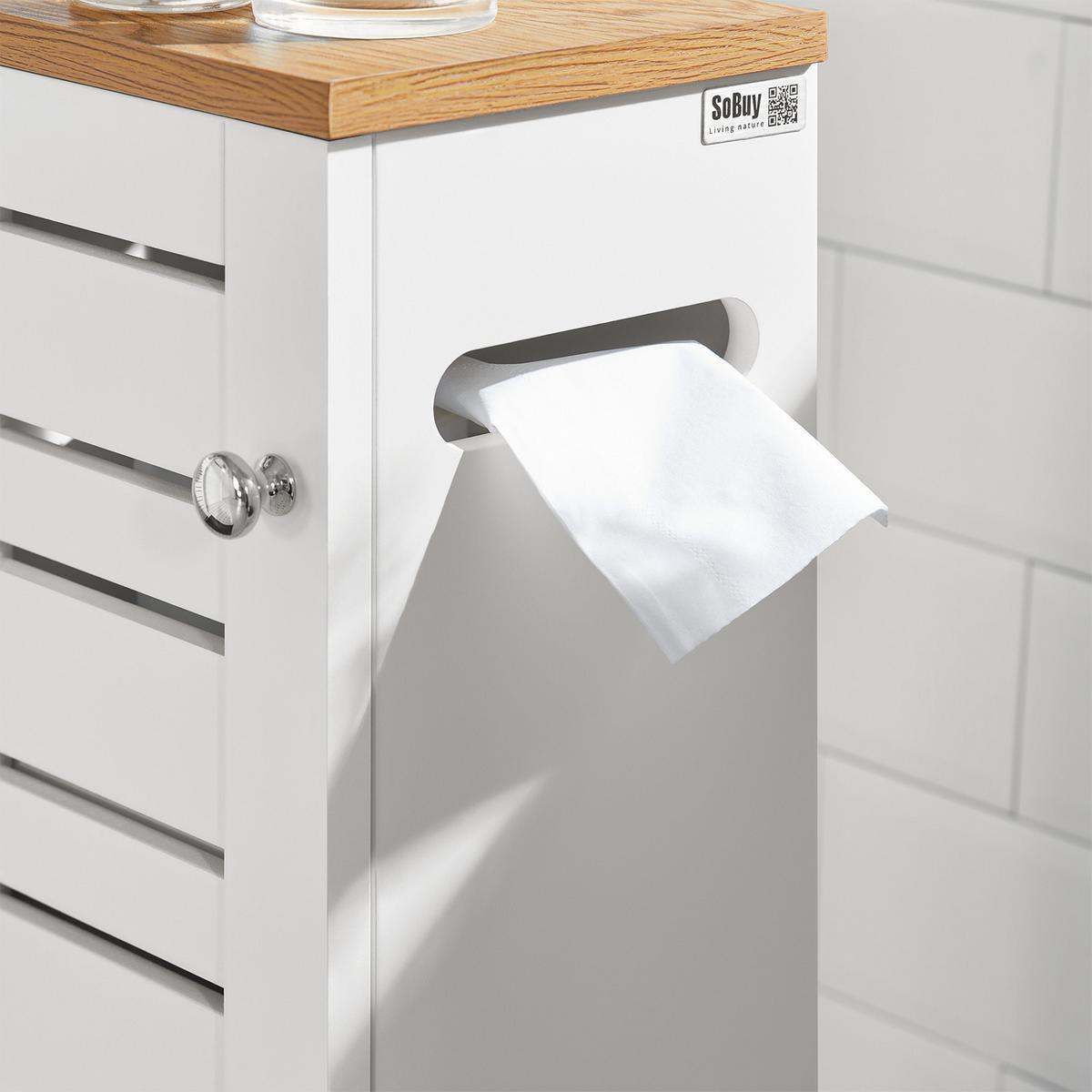 TOILETTENROLLENHALTER Weiß - Weiß, Holzwerkstoff (20/75/18cm) - SoBuy