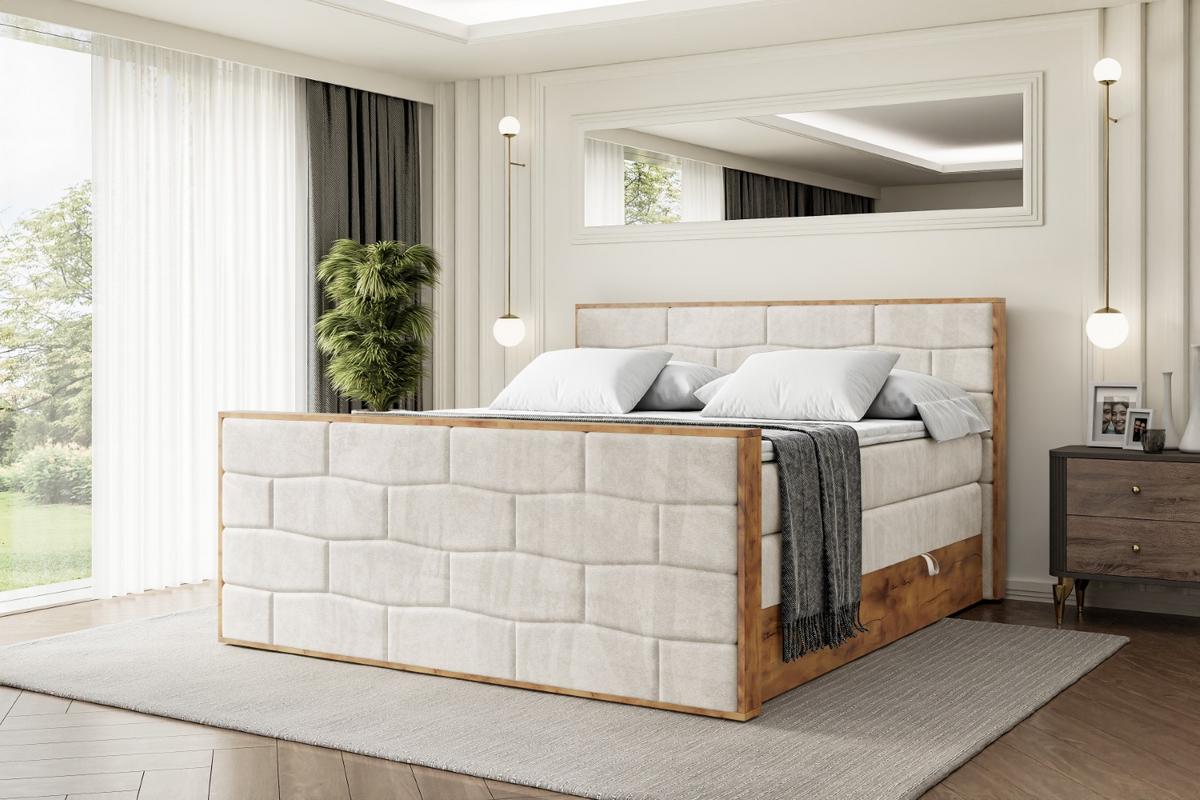 BOXSPRINGBETT mit Matratze H3|H4 und Lattenrost - LOLLI8-Z KING-120x200 - Beige Casablanca - Beige, Holzwerkstoff (120/200cm) - ALTDECOR
