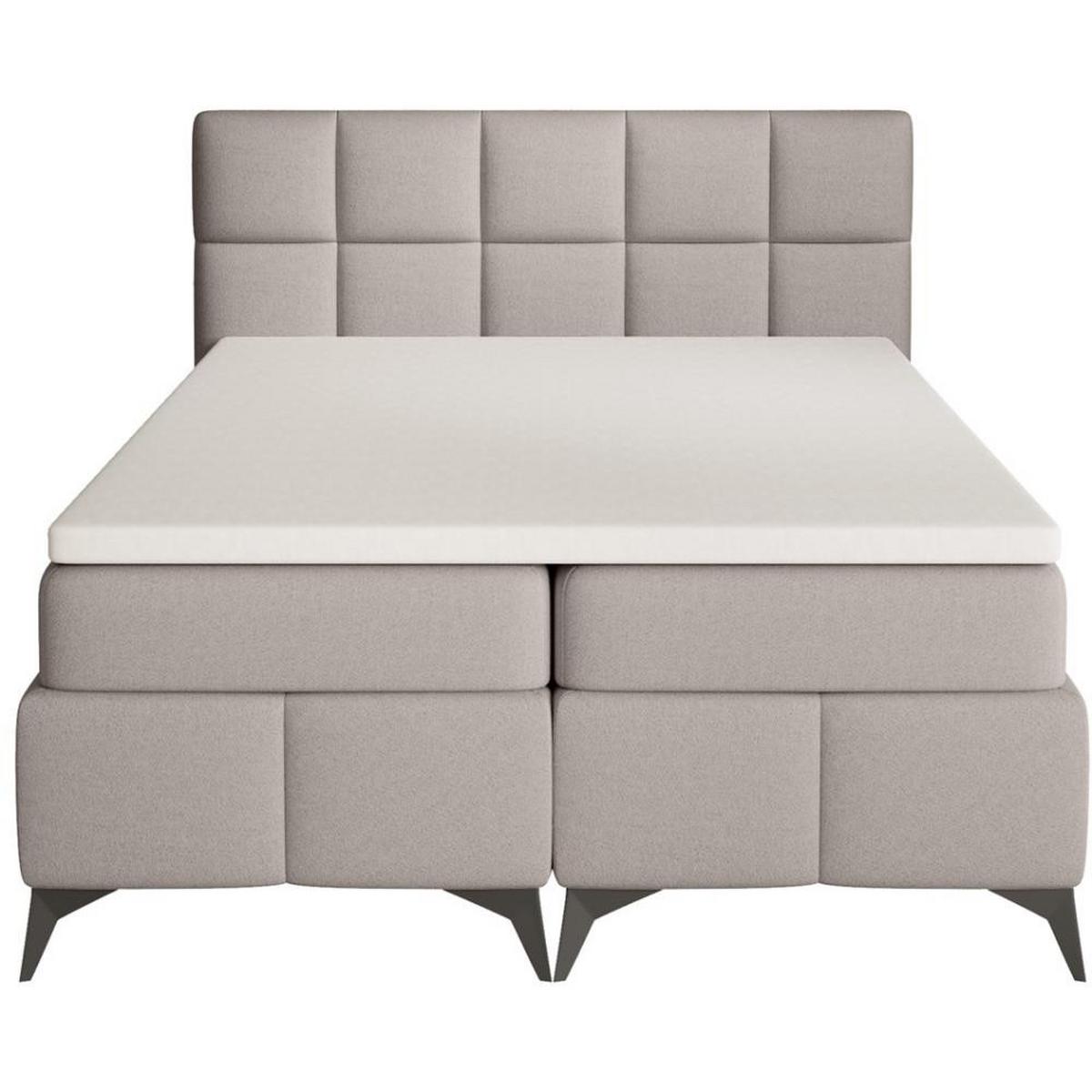 BOXBETT Solido mit Bettkasten 140x200 cm hellbraun - Hellbraun/Schwarz, Textil/Metall (140/200cm) - Beautysofa