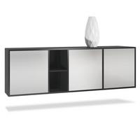 SIDEBOARD Cuba Türen in Hellgrau seidenmatt - Greige, Holzwerkstoff (182/53/35cm) - Vladon