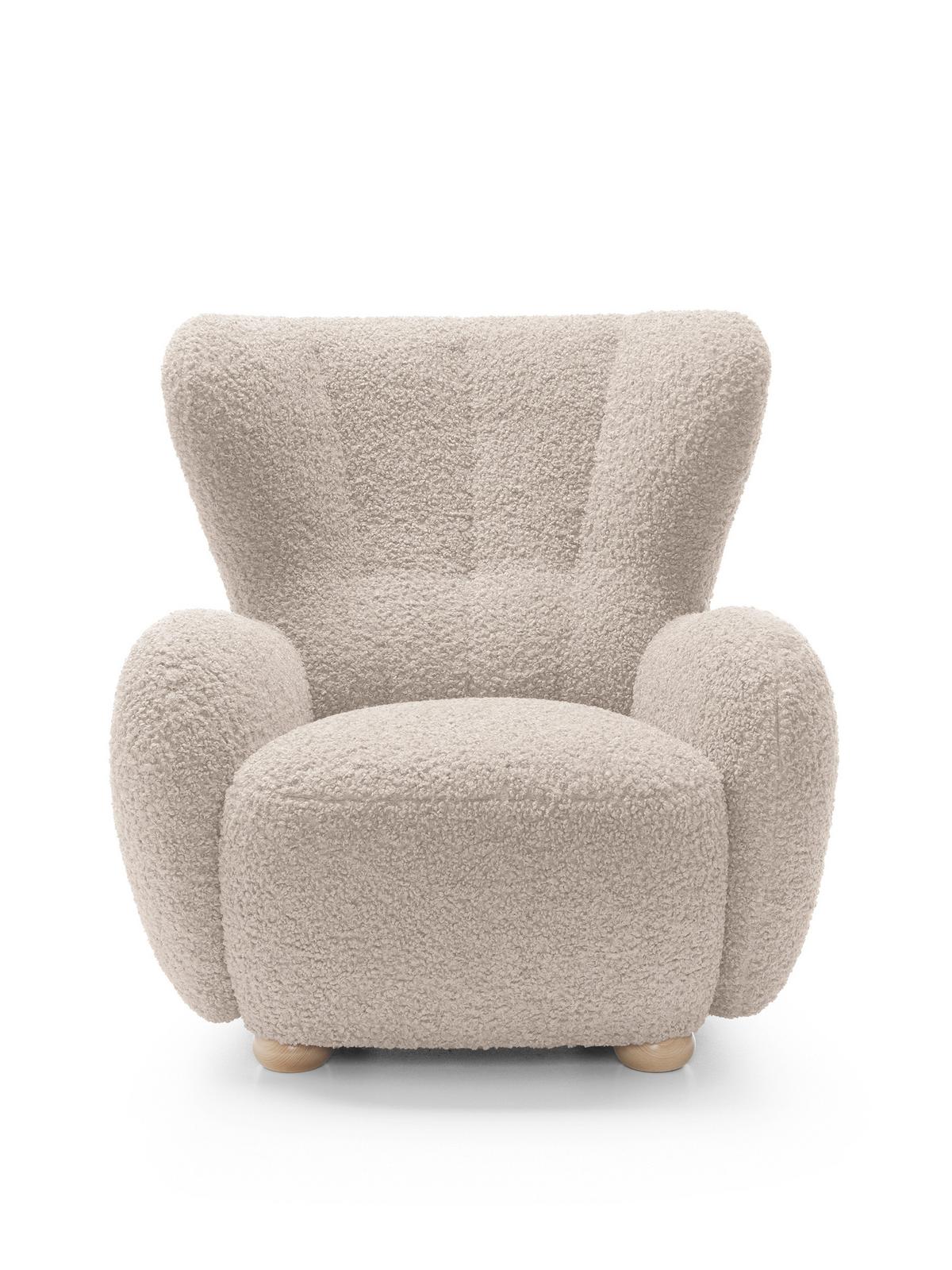 SESSEL MIST, Polstersessel Klassisch Loungesessel, Bucle-Stoff Beige - Beige, Holz/Holzwerkstoff (88/91/100cm) - MASSENO