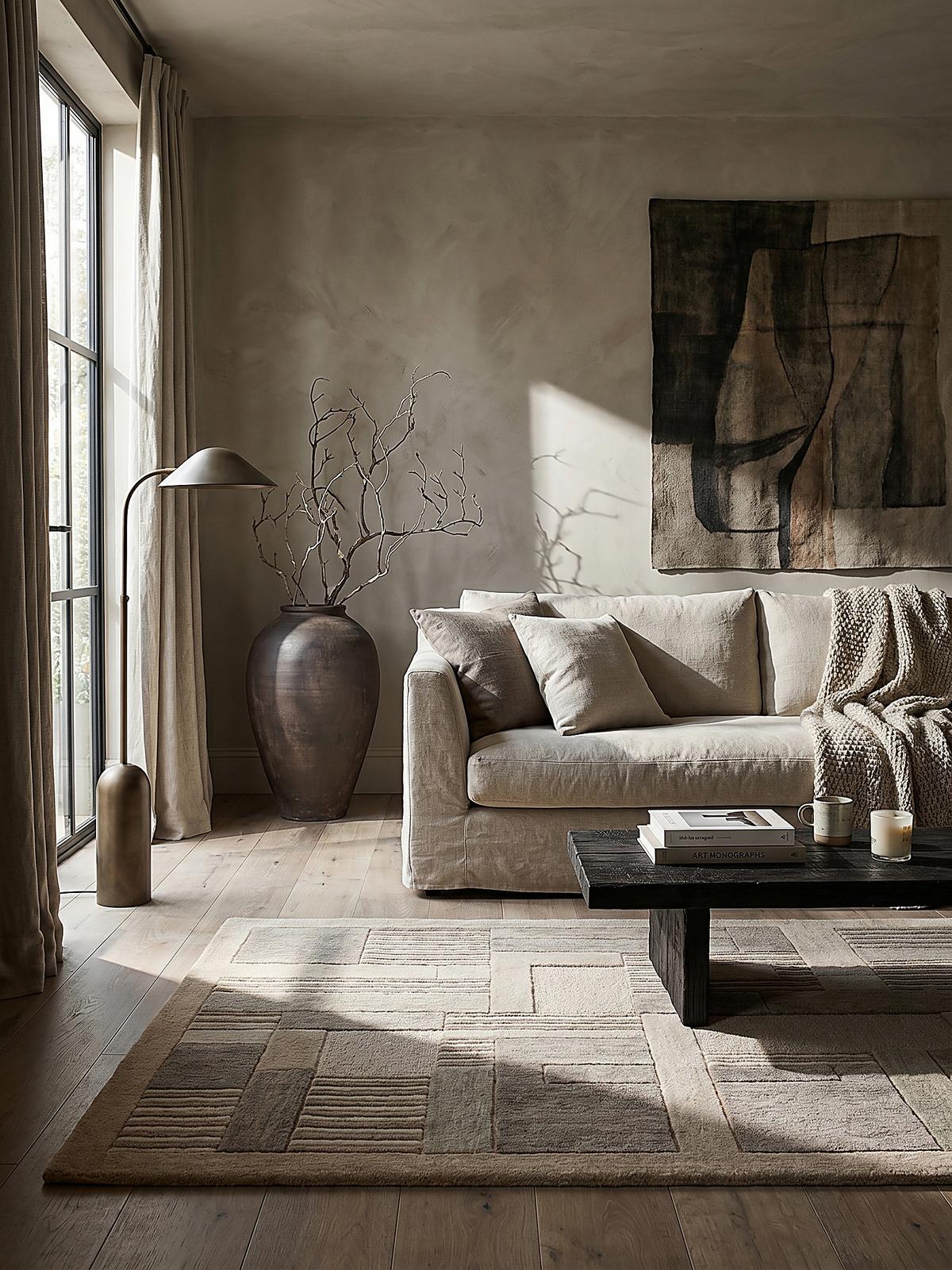 TEPPICH aus Wolle EDALE in Natur, geometrisch, 140 x 200 cm - Beige, Textil (140/200cm) - KADIMA DESIGN