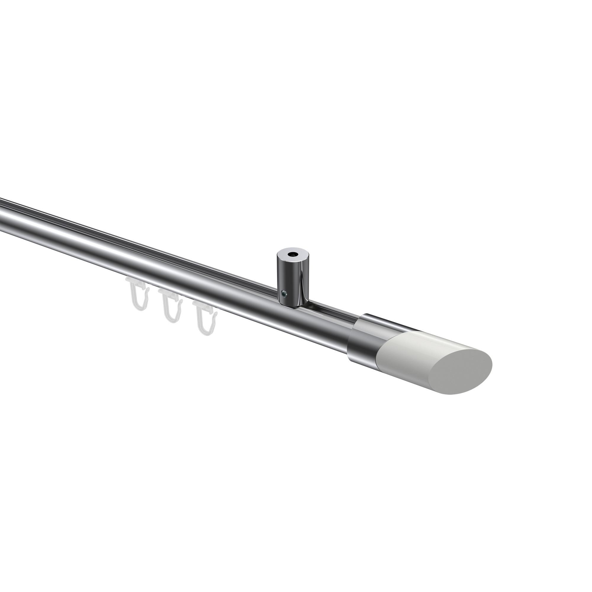 GARDINENSTANGE INNENLAUF Sonius Verano 120 cm, 1-läufig, 20 mm Ø Chrom - Chromfarben/Weiß, Metall (120cm) - INTERDECO
