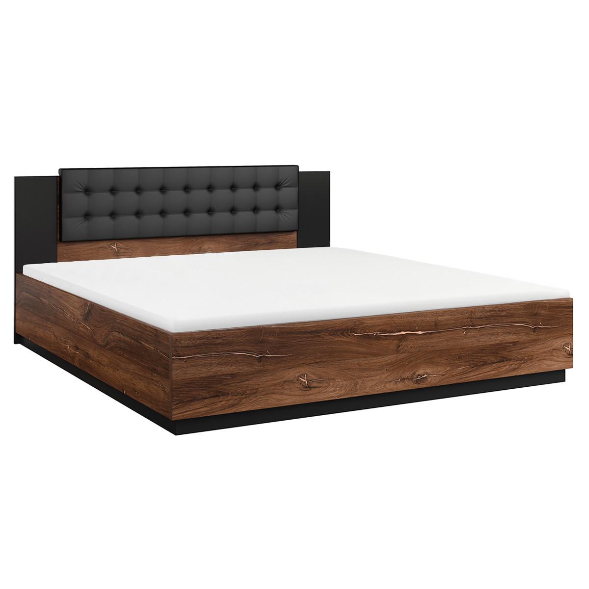 BOXBETT 180/200 Alec Dunkelholz und Schwarz - Schwarz, Holzwerkstoff (180/200cm) - Petits-meubles