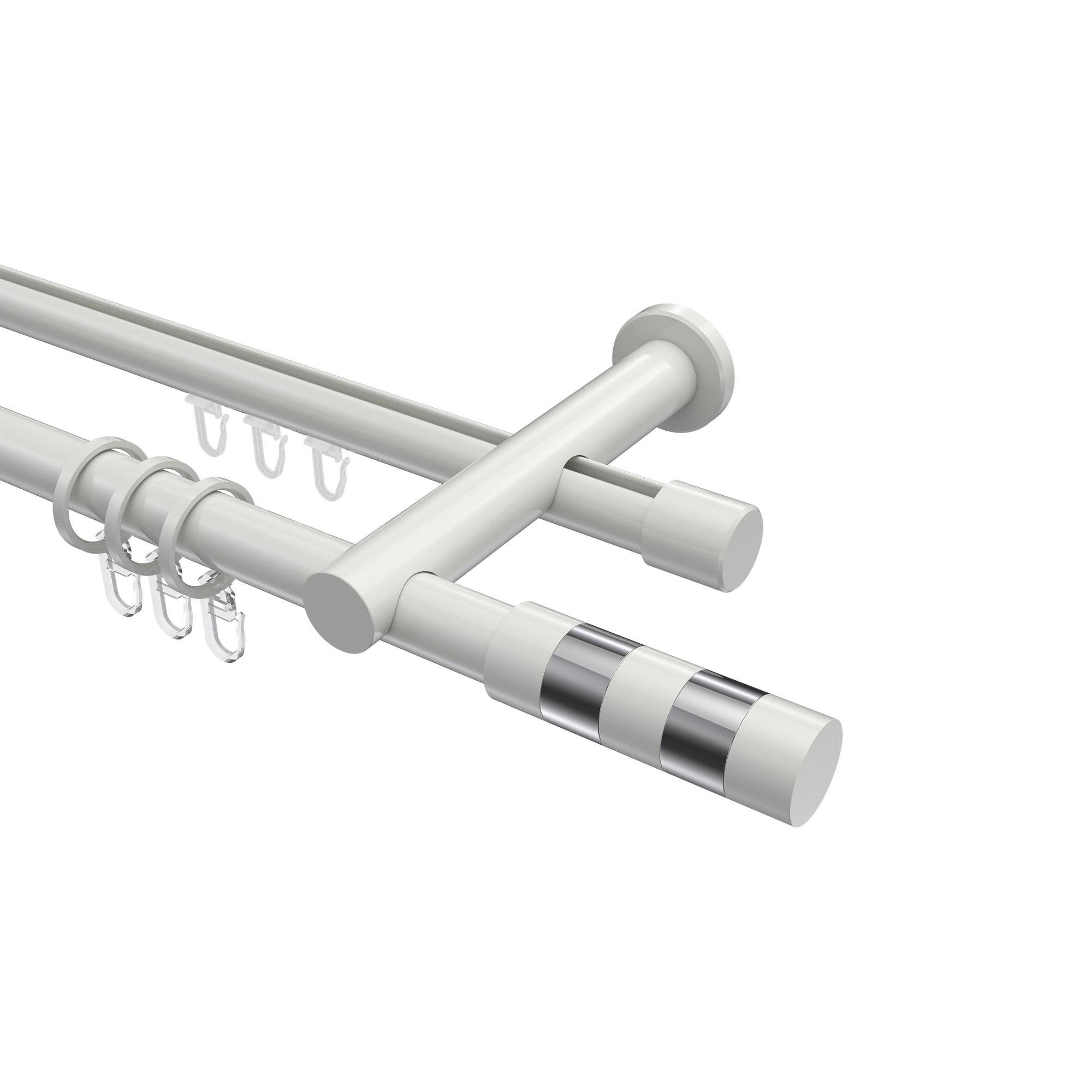 GARDINENSTANGE RUNDROHR-INNENLAUF Platon Mavell 140 cm, 2-läufig, 20 mm Ø Weiß - Chromfarben/Weiß, Metall (140cm) - INTERDECO