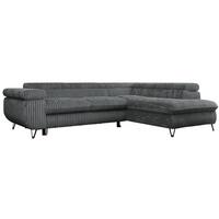ECKSOFA PEDRO L Dunkelgrau Cord - Rechts Seite - Dunkelgrau/Schwarz, Textil/Metall (273/208cm) - MKS