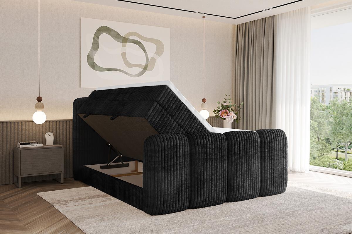 BOXBETT mit Matratze H3|H4 und Lattenrost - NINA-Z KING - 140x200 cm Tila - Schwarz - Graubraun, Holzwerkstoff (140/200cm)