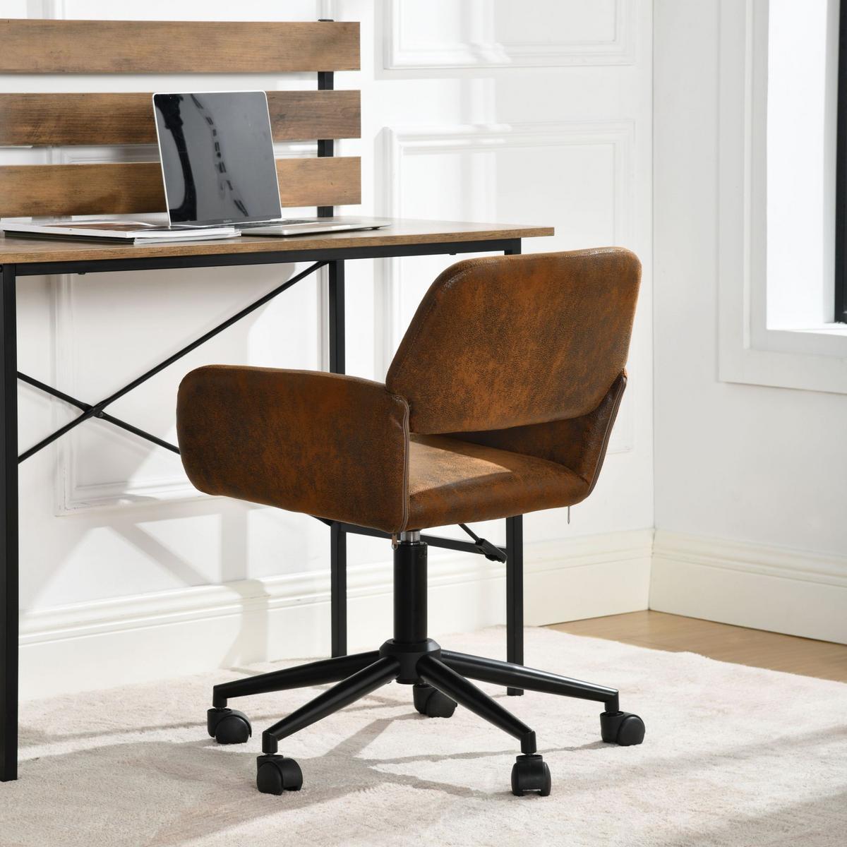 BÜROSTUHL – Wildleder Optik, Höhenverstellbar und 360° drehbar - Schwarz/Braun, Textil/Metall (54/85/56cm) - Urban Meuble