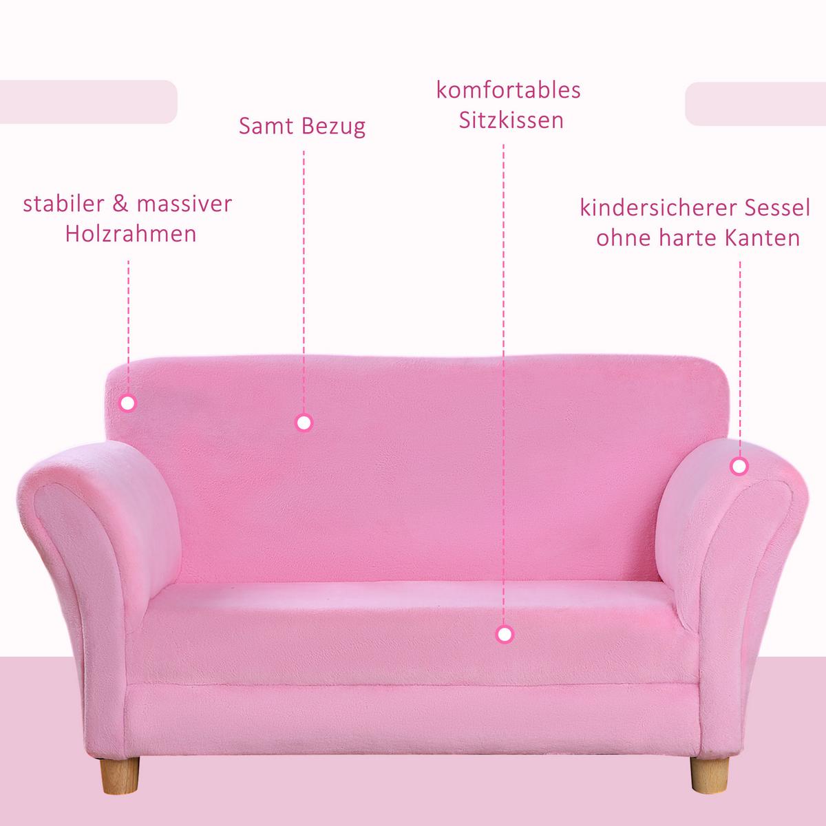 KINDERSOFA, Rosa, Holz - Rosa, Holz (53/48/90cm) - HOMCOM