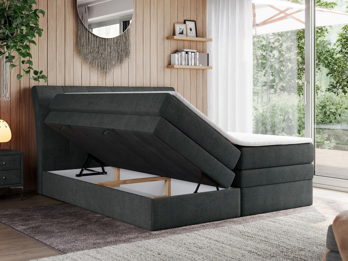 BOXSPRINGBETT GOLD-10 KING 160/200 Dunkelgrau Struktur - H4 - Dunkelgrau, Holz/Textil (160/200cm) - MKS