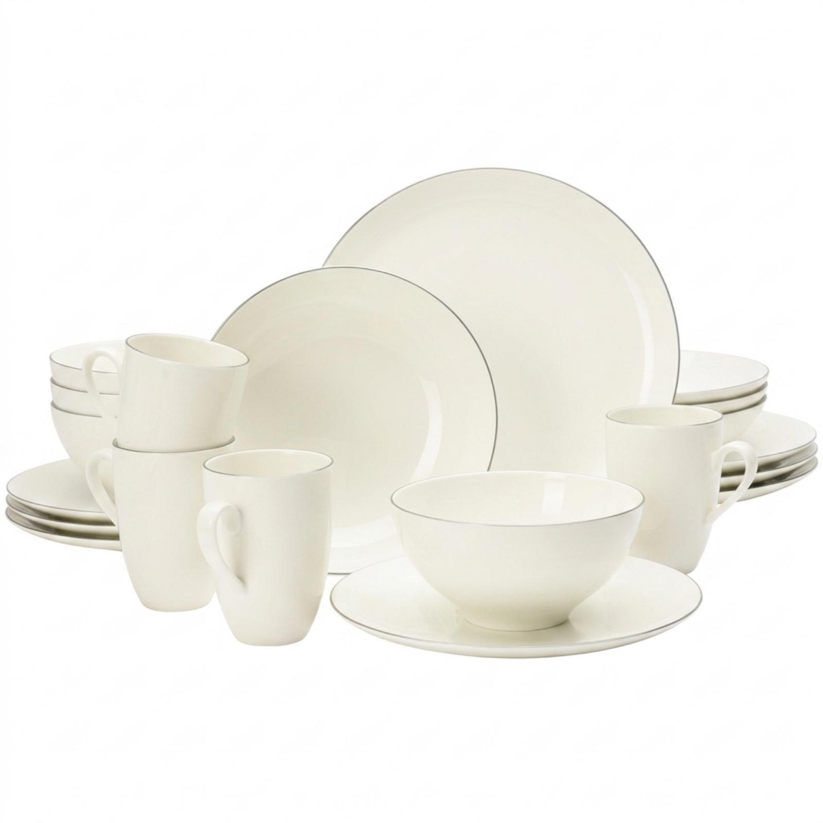 KOMBISERVICE Savona Grey Line creme 20-tlg. - Creme, Keramik (2/2/2cm) - Seltmann Weiden