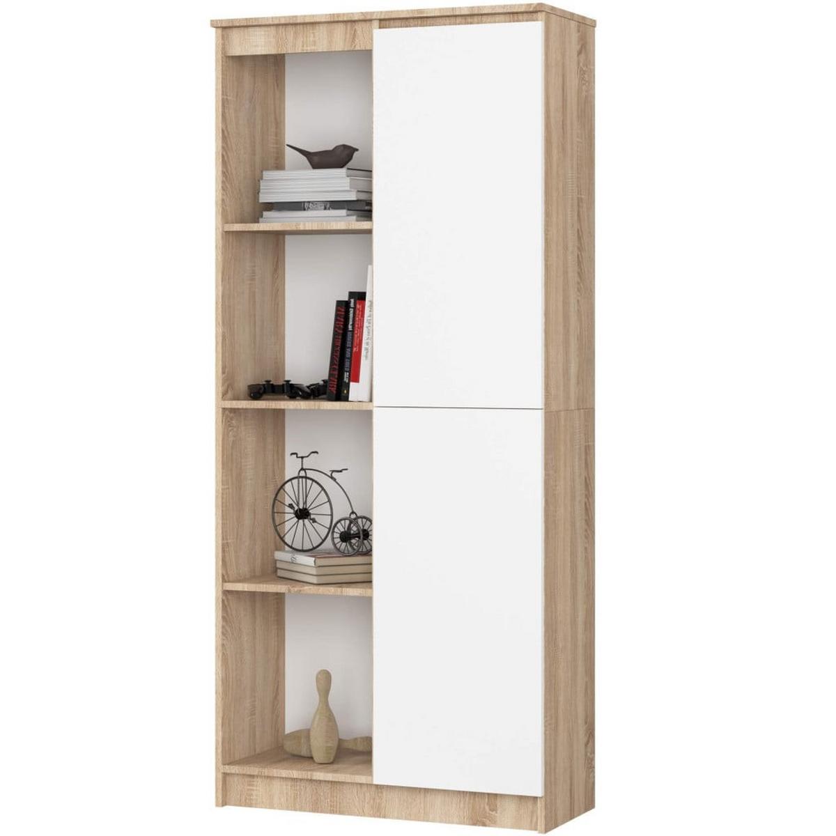 STANDREGAL Eiche Sonoma, Weiß 180/80/35 - Weiß, Holzwerkstoff (80/180/35cm) - RAUMHIRSCH FURNITURE